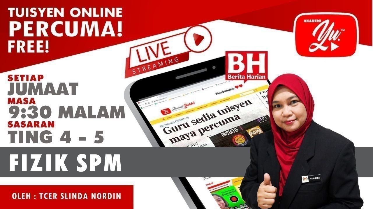 Thumbnail 🔴 [LIVE] FIZIK TING 4, SKOR A+ FIZIK SPM 2026 6.4 - 6.6 OLEH TCER SLINDANORDIN #63 #TUISYENPERCUMA
