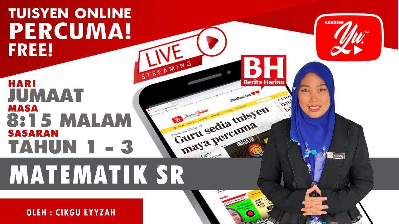 Thumbnail 🔴 [LIVE] MATEMATIK SR, PECAHAN TAHUN 1, 2 & 3 OLEH CIKGU EYYZAH #45 #AIO #TUISYENPERCUMA