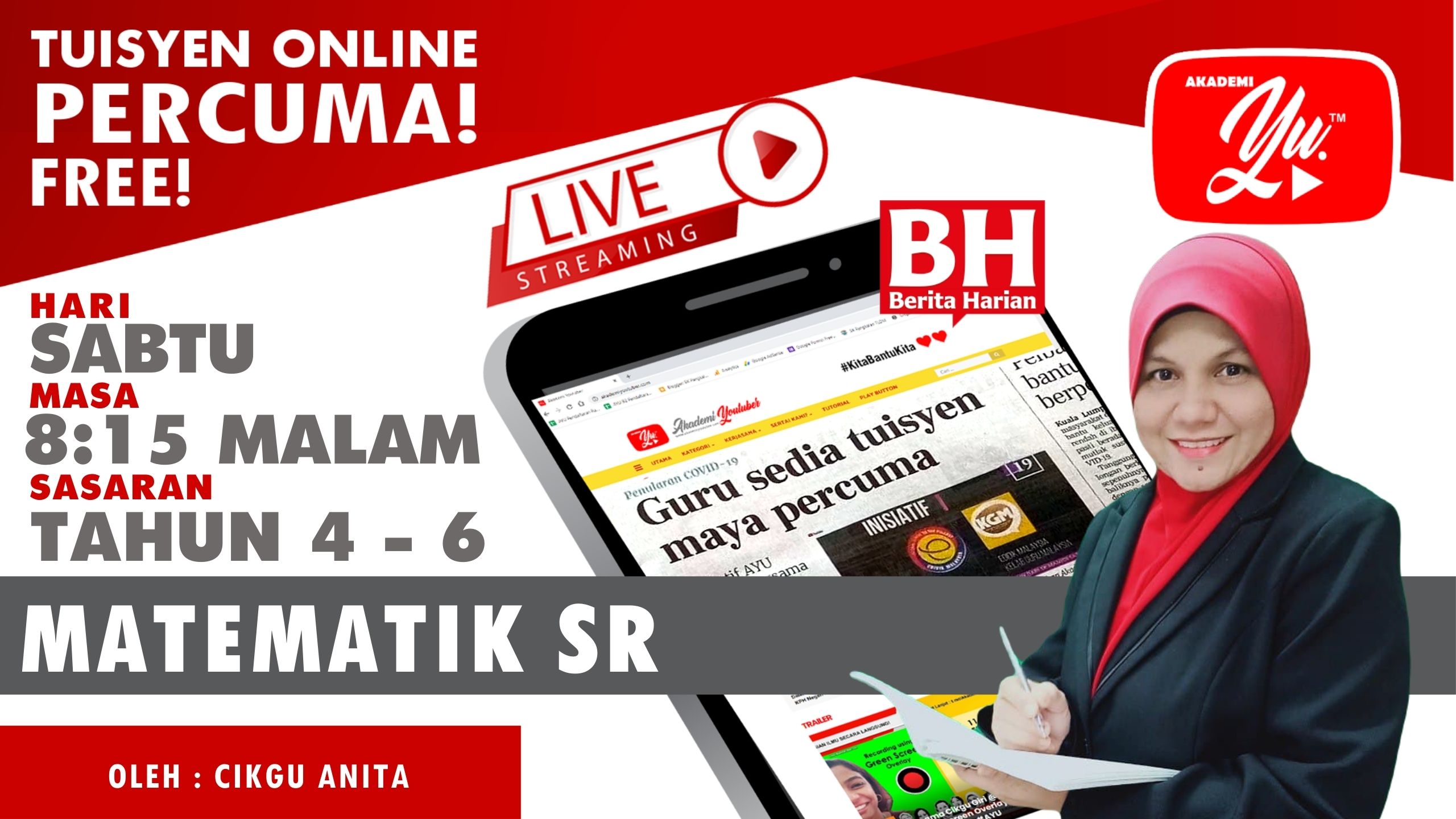 Thumbnail 🔴 [LIVE] MATEMATIK SR,  UKURAN SUKATAN  TAHUN 6 OLEH CIKGU ANITA #ALLINONE #144 #TUISYENPERCUMA
